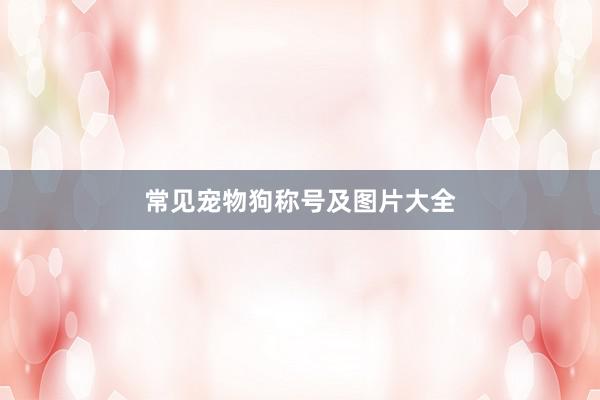常见宠物狗称号及图片大全